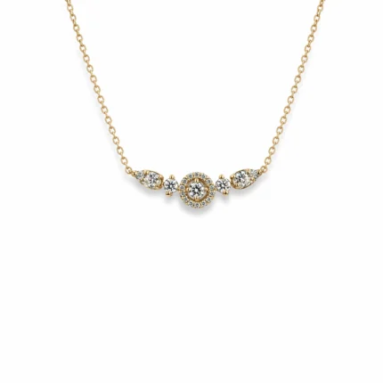 Işıltılı Halo Detaylı Pırlanta Altın Kolye