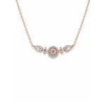 Işıltılı Halo Detaylı Pırlanta Rose Gold Kolye