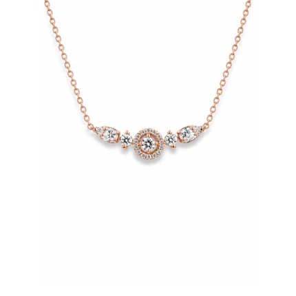 Işıltılı Halo Detaylı Pırlanta Rose Gold Kolye