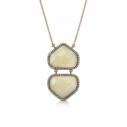 Kök Sarı Safir ve Pırlanta Detaylı Altın Kolye