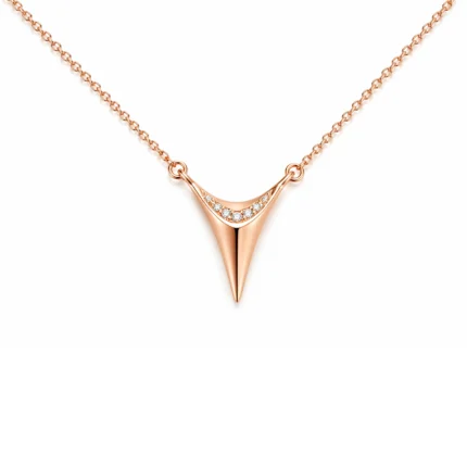 Köpekbalığı Dişi Form Pırlantalı Rose Gold Kolye