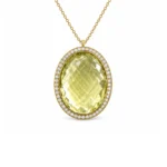 Limon Topaz ve Pırlanta Detaylı Altın Kolye