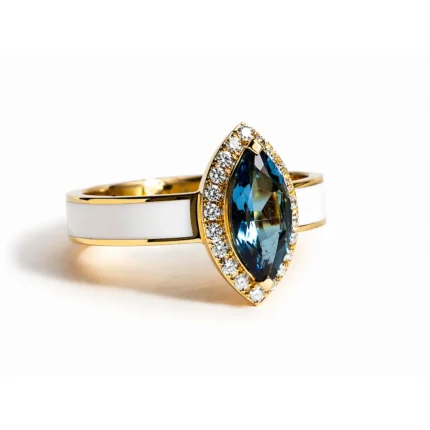London Blue Topaz ve Pırlanta Altın Yüzük