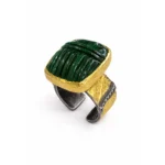 Malakit Taşlı El İşçiliği Statement Yüzük