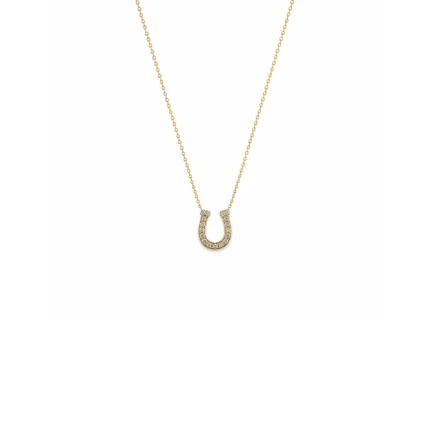 Nal Formlu Pırlanta Kolye Sarı Altın Şans Sembolü Tasarım