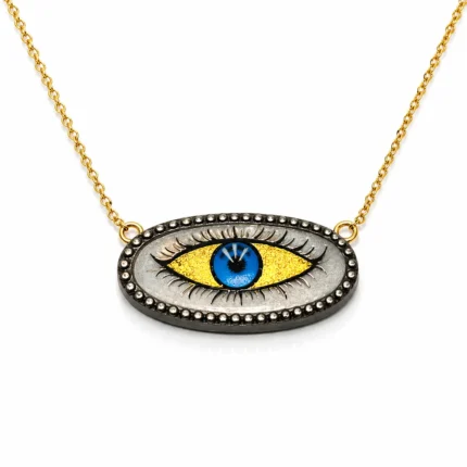 Nazar Göz Motifli Okside Gümüş Kolye