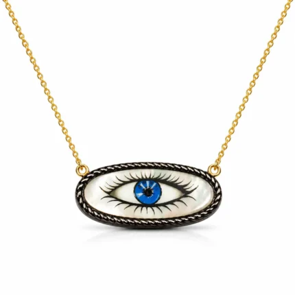 Nazar Göz Motifli Okside Gümüş Kolye