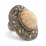 Oyma Kemik Detaylı Pırlanta Vintage Yüzük - Görsel 2