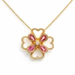 Pembe Safir Çiçek Kolye