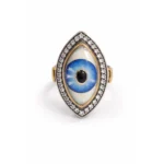 Pırlanta Çerçeveli Nazar Boncuklu Tasarım Yüzük