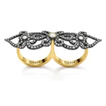 Pırlanta Detaylı Çift Parmak Tasarım Yüzük