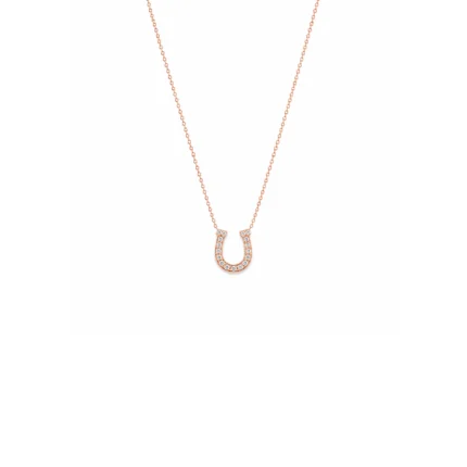 Pırlanta Taşlı Rose Altın Nal Kolye