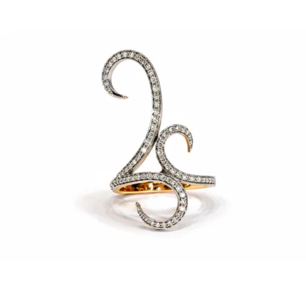 Pırlanta taşlı kıvrımlı tasarım modern yüzük