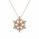 Rose Gold Pırlanta Detaylı Kar Tanesi Kolye