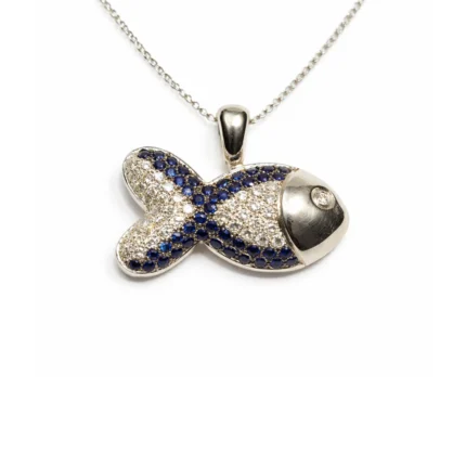 Safir ve Pırlanta Balık Kolye