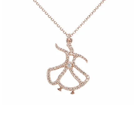 Semazen Figürlü Pırlanta Rose Gold Kolye