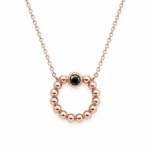 Siyah Elmas Detaylı Rose Gold Halka Kolye