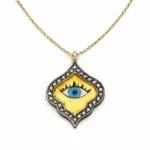 Siyah Pırlanta Detaylı Nazar Göz Altın Kolye