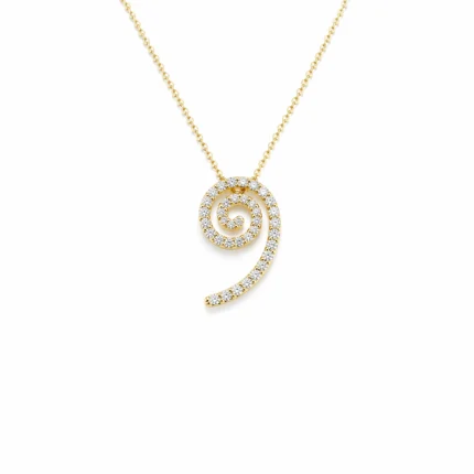 Spiral Form Pırlanta Detaylı Altın Kolye