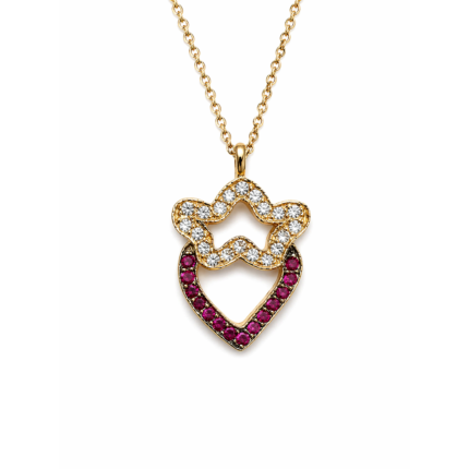 Yakut ve Pırlantalı Çilek Kolye