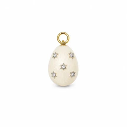 Beyaz Mineli Yıldız Detaylı Fabergé Yumurta Charm