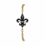 Fleur De Lis Okside Gümüş ve Altın Zincir Bileklik