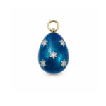 Mavi Mineli Yıldız Detaylı Fabergé Yumurta Charm - Görsel 2