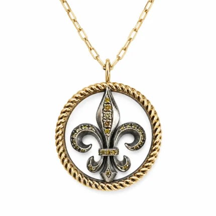 Okside Gümüş Fleur De Lis Madalyon Kolye L