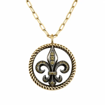 Okside Gümüş Fleur De Lis Madalyon Kolye M