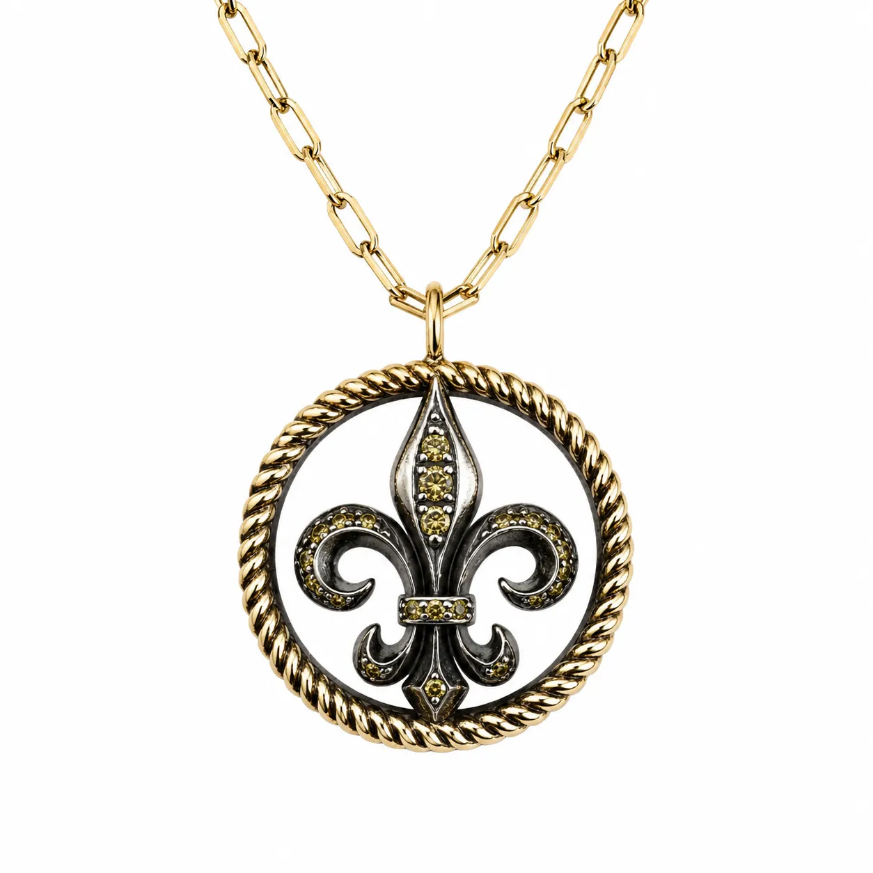 Okside Gümüş Fleur De Lis Madalyon Kolye M Okside Gümüş Fleur De Lis Madalyon Kolye M - Görsel 1