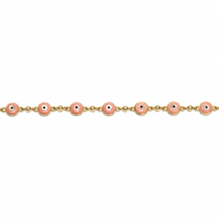 Pembe Nazar Boncuklu Altın Bilekli