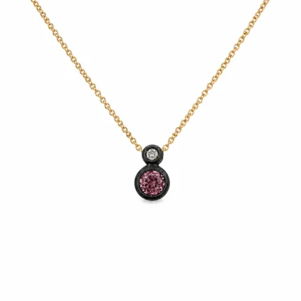 Rhodolite Garnet ve Pırlanta Detaylı Altın Kolye