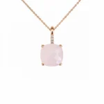 Rose Quartz ve Pırlanta Detaylı Rose Gold Kolye