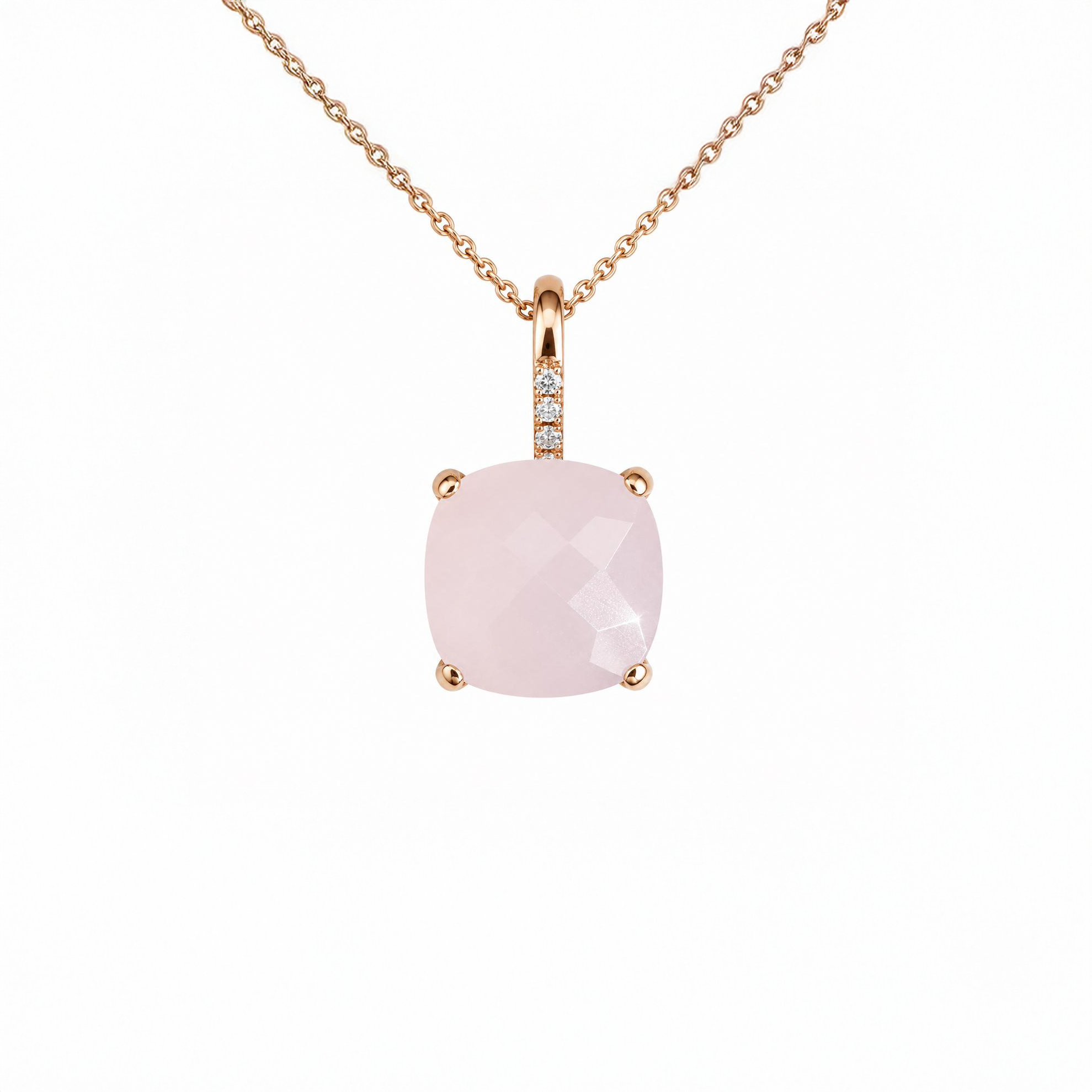 Rose Quartz ve Pırlanta Detaylı Rose Gold Kolye Rose Quartz ve Pırlanta Detaylı Rose Gold Kolye - Görsel 1