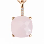 Rose Quartz ve Pırlanta Detaylı Rose Gold Kolye - Görsel 2