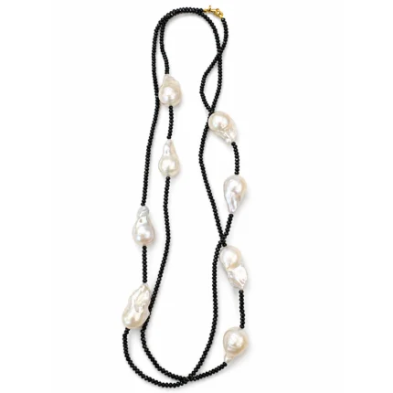 Siyah Spinel ve Barok İnci Kolye