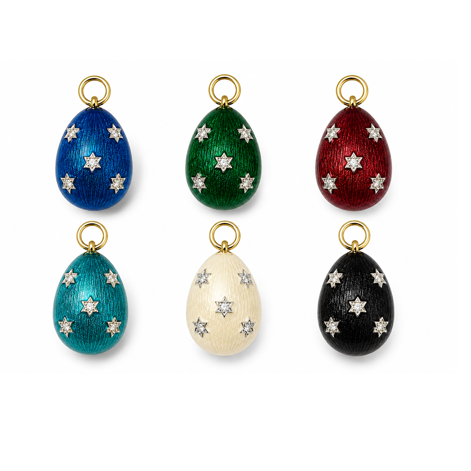 star egg Mor Mineli Yıldız Detaylı Fabergé Yumurta Charm - Görsel 1