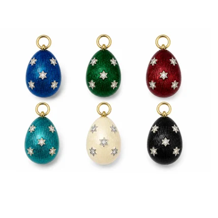 Mavi Mineli Yıldız Detaylı Fabergé Yumurta Charm