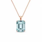Dikdörtgen Sky Blue Topaz Taşlı Altın Kolye