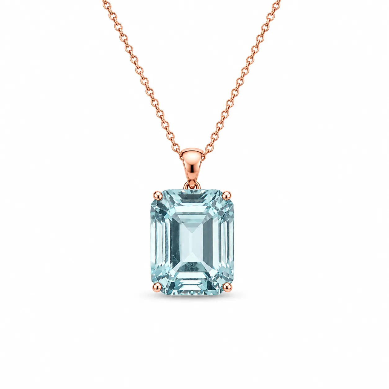 Dikdörtgen Sky Blue Topaz Taşlı Altın Kolye2 Dikdörtgen Sky Blue Topaz Taşlı Altın Kolye - Görsel 1