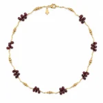 Doğal Garnet Taşlı Altın Kolye