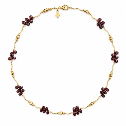 Doğal Garnet Taşlı Altın Kolye