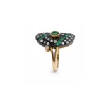 Doğal Zümrüt ve Naturel Diamond Art Deco Tasarım Yüzük - Image 2