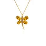 Golden Dragonfly Sitrin ve Doğal Pırlanta Yusufçuk Kolye - Görsel 2