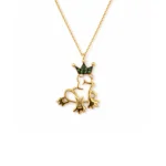 Green Garnet Taşlı Taçlı Kurbağa Kolye