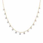 Naturel Diamond Sallantılı Bezel Taşlı Altın Zincir Kolye