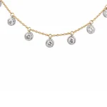 Naturel Diamond Sallantılı Bezel Taşlı Altın Zincir Kolye - Görsel 2