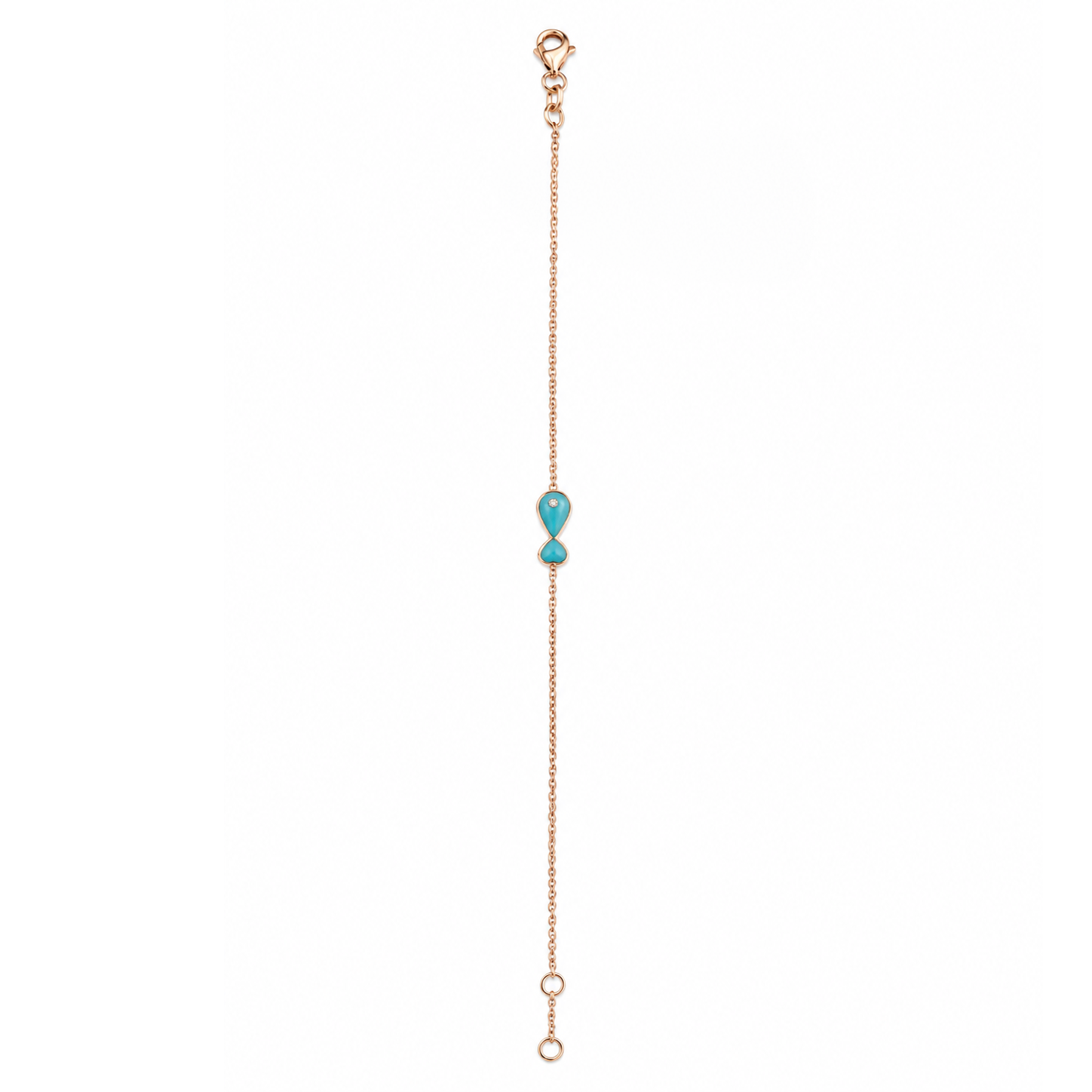 Turkuaz Mineli Rose Altın Minimal Pırlantalı Bileklik Turkuaz Mineli Rose Altın Minimal Pırlantalı Balık Bileklik - Görsel 1