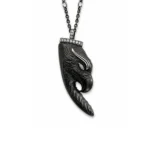 Bufalo Boynuzu Üzerine İşlenmiş Kartal Motifli Pırlantalı Özel Tasarım Kolye