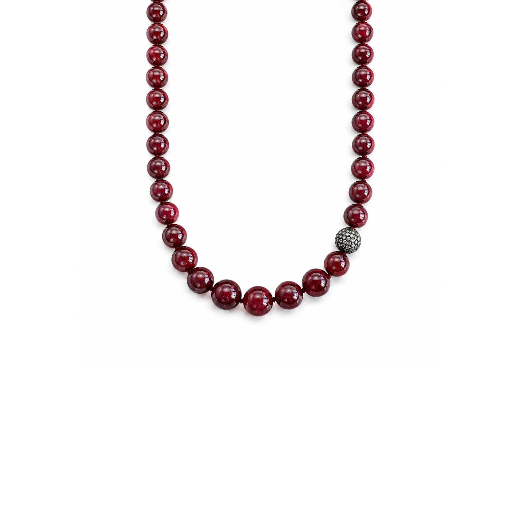 Glass Filled Ruby Taşlı Pırlanta Küre Detaylı Kolye Glass Filled Ruby Taşlı Pırlanta Küre Detaylı Kolye - Görsel 1